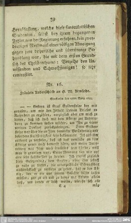 Nr. 16. Fräulein Rudenschöld an G. M. Armfeldt. Stockholm den 15ten März 1793