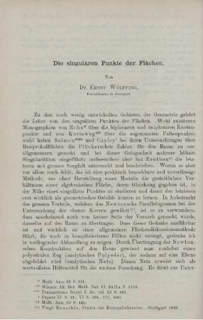 Die singulären Punkte der Flächen.