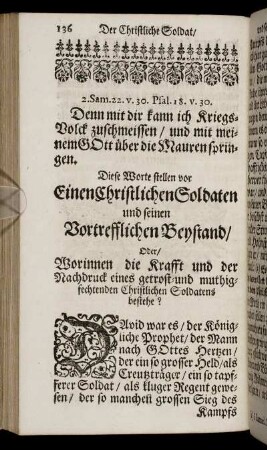 [Der Christliche Soldat / und sein vortefflicher Beystand]