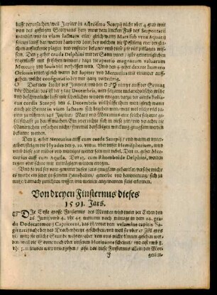 Von dreyen Finsternus dieses 1591. Jars.