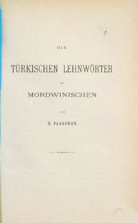 Die türkischen Lehnwörter im Mordwinischen