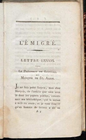 Lettre LXXXVI. - Lettre XC.