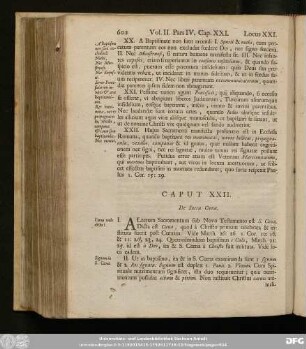 Caput XXII. De Sacra Coena.