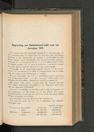 Begrooting van Nederlandsch-Indie voor het dienstjaar 1914.