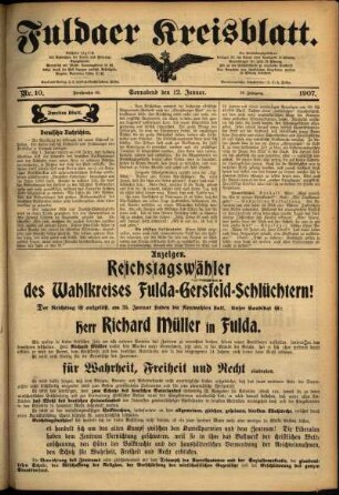 Zweite Ausgabe vom Samstag, den 12. Januar 1907.