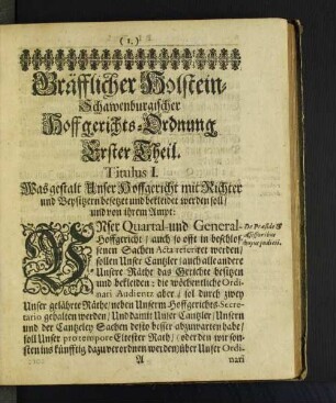 [Erster Theil. Titulus I. - Ander Theil. Titulus XIV.]