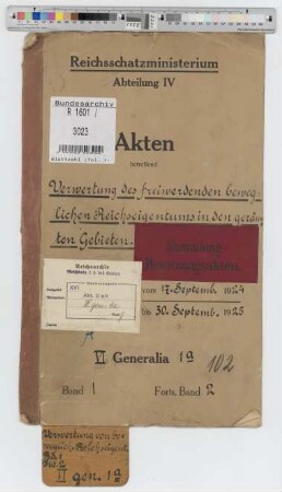 Verwertung des freiwerdenden beweglichen Reichseigentums in den geräumten Gebieten: Bd. 1