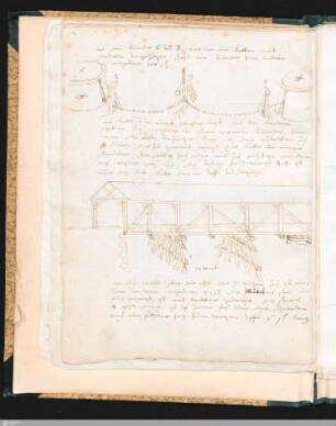 Trient: Sperrkette und Holzbrücke über die Etsch