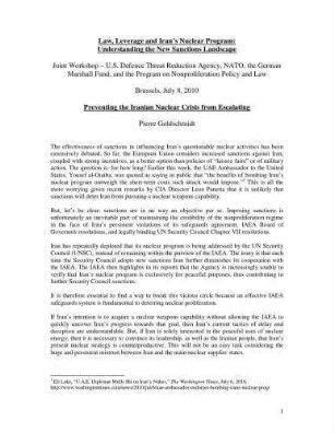 Preventing the Iranian nuclear crisis from escalating