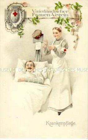 Postkarte zur Krankenpflege im Krieg