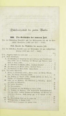 Inhaltsverzeichnis des zweiten Bandes