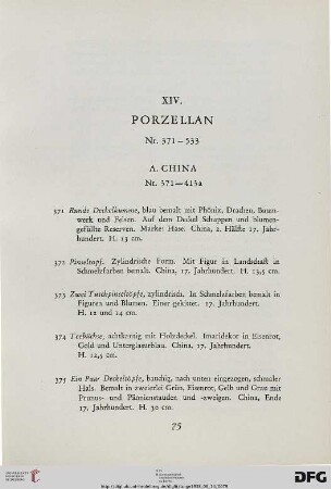 XIV. Porzellan (Nr. 371-533)