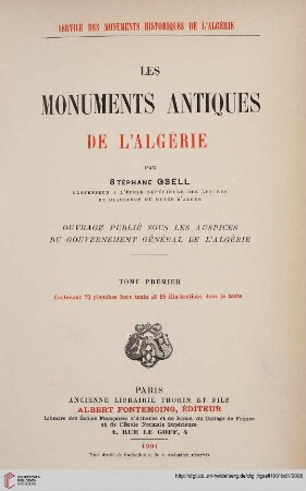 Band 1: Les monuments antiques de l'Algérie