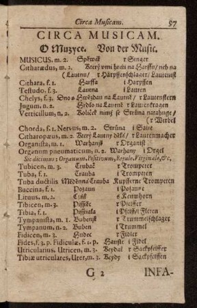Circa Musicam. = O Muzyce. = Von der Music. - Numerandi Adverbia. = Pocjtanj Prislownost. = Der Ziffer Beyspruch.