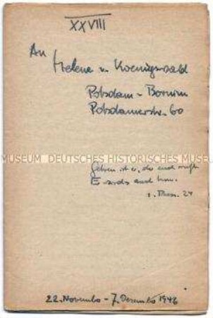 Tagebuch (Band 28) von Harald von Koenigswald über den Alltag im Kriegsgefangenenlager Metz-Obreck - Familienkonvolut