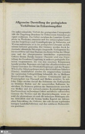 Allgemeine Darstellung der geologischen Verhältnisse im Exkursionsgebiet