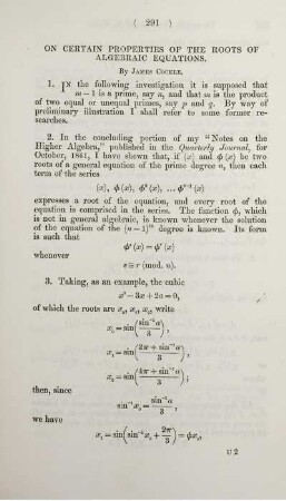 On certain properties of the roots of algebraic equations.