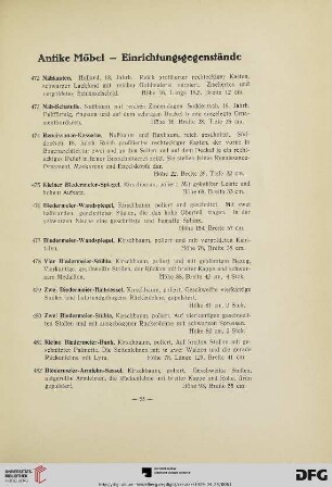 Antike Möbel-Einrichtungsgegenstände (Nr. 472-516)