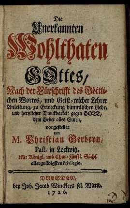 [Th. 1]: Die Unerkannten Wohlthaten Gottes. [Th. 1]