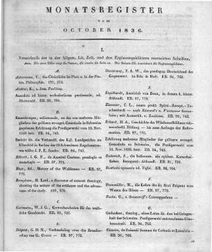 Monatsregister October