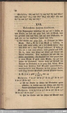 XVI. Gebrochene Zahlen dividiren