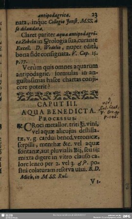 Caput III. Aqua Benedicta