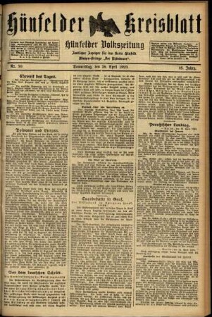 Ausgabe vom Donnerstag, den 26. April 1923.