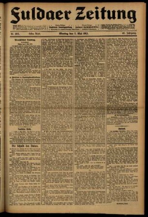 Erste Ausgabe vom Montag, den 05. Mai 1913.