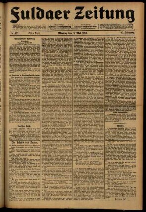 Erste Ausgabe vom Montag, den 05. Mai 1913.