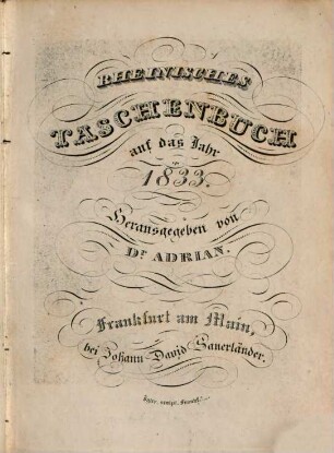 Rheinisches Taschenbuch auf das Jahr .... 1833