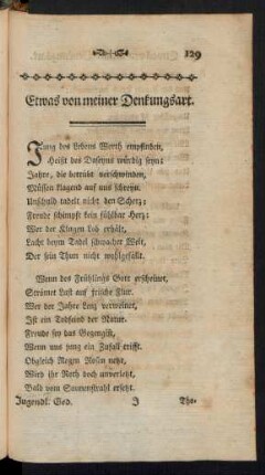 Etwas von meiner Denkungsart
