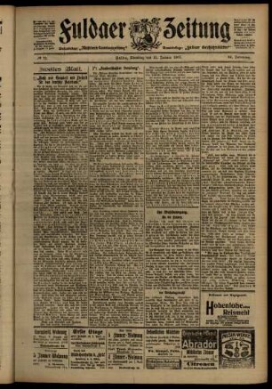 Zweite Ausgabe vom Dienstag, den 15. Januar 1907.