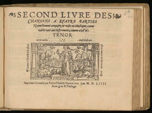 Second livre des chansons a quatre parties ... Tenor