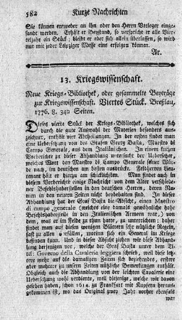 [14.] Kriegswissenschaft.