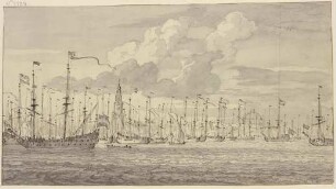 Eine in der Reihe liegende Flotte vor Amsterdam