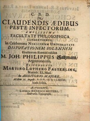 De Claudendis Aedibus Peste Infectorum