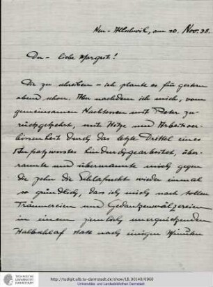 Brief vom 10.11.1938