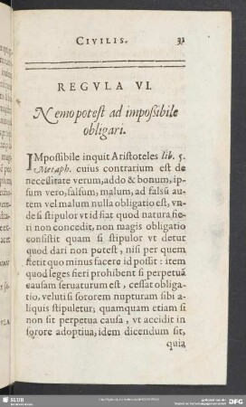 Regula VI. Nemo potest and impoßibile obligari