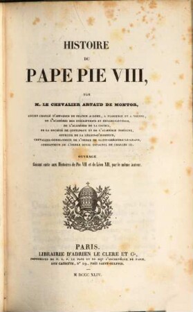 Histoire du Pape Pie VIII