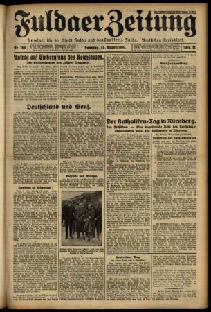 Erste Ausgabe vom Sonntag, den 30. August 1931.