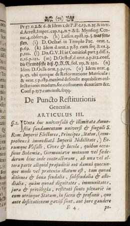 Articulus III. De Puncto Restitutionis Generalis