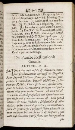 Articulus III. De Puncto Restitutionis Generalis