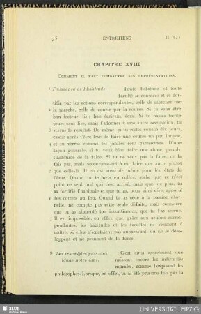 Chapitre XVIII. Comment il faut combattre ses représentations