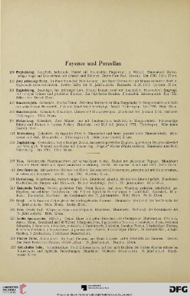 Fayence und Porzellan (Nr. 309-327)