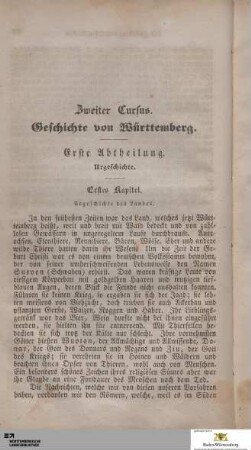 Zweiter Cursus: Geschichte von Württemberg