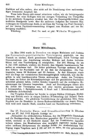 448-450, III. Kurze Mitteilungen