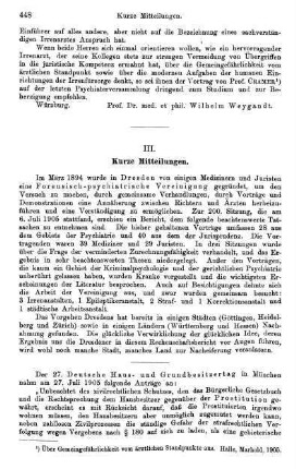 448-450, III. Kurze Mitteilungen
