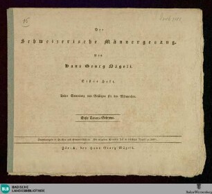 1: Der Schweizerische Männergesang