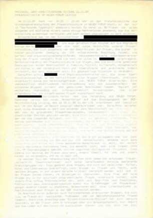Protokoll über konstituierende Sitzung 22.11.89 : Fraueninitiative im Neuen Forum