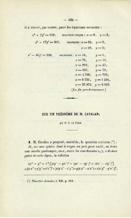 Sur un théorème de M. Catalan.